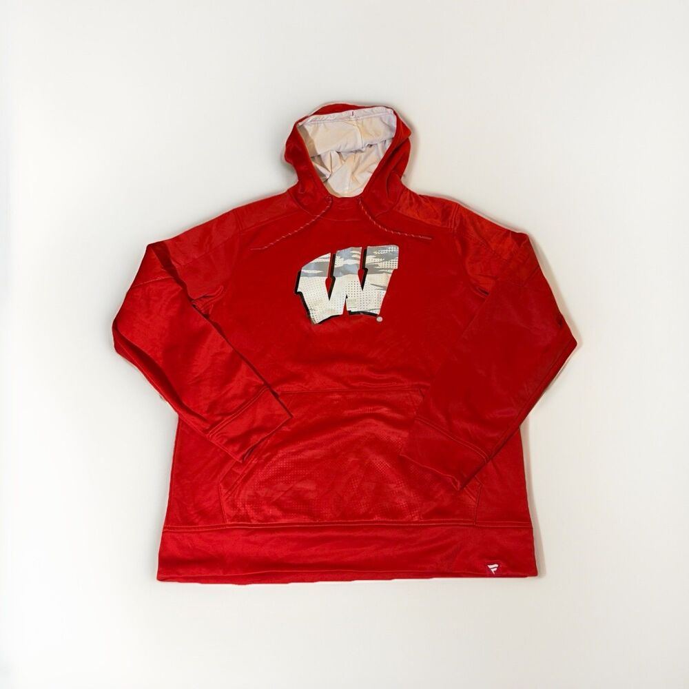 Fanatics Wisconsin Badgers Red Hoodie Men’s Large NCAA Pullover Hoodie Defect